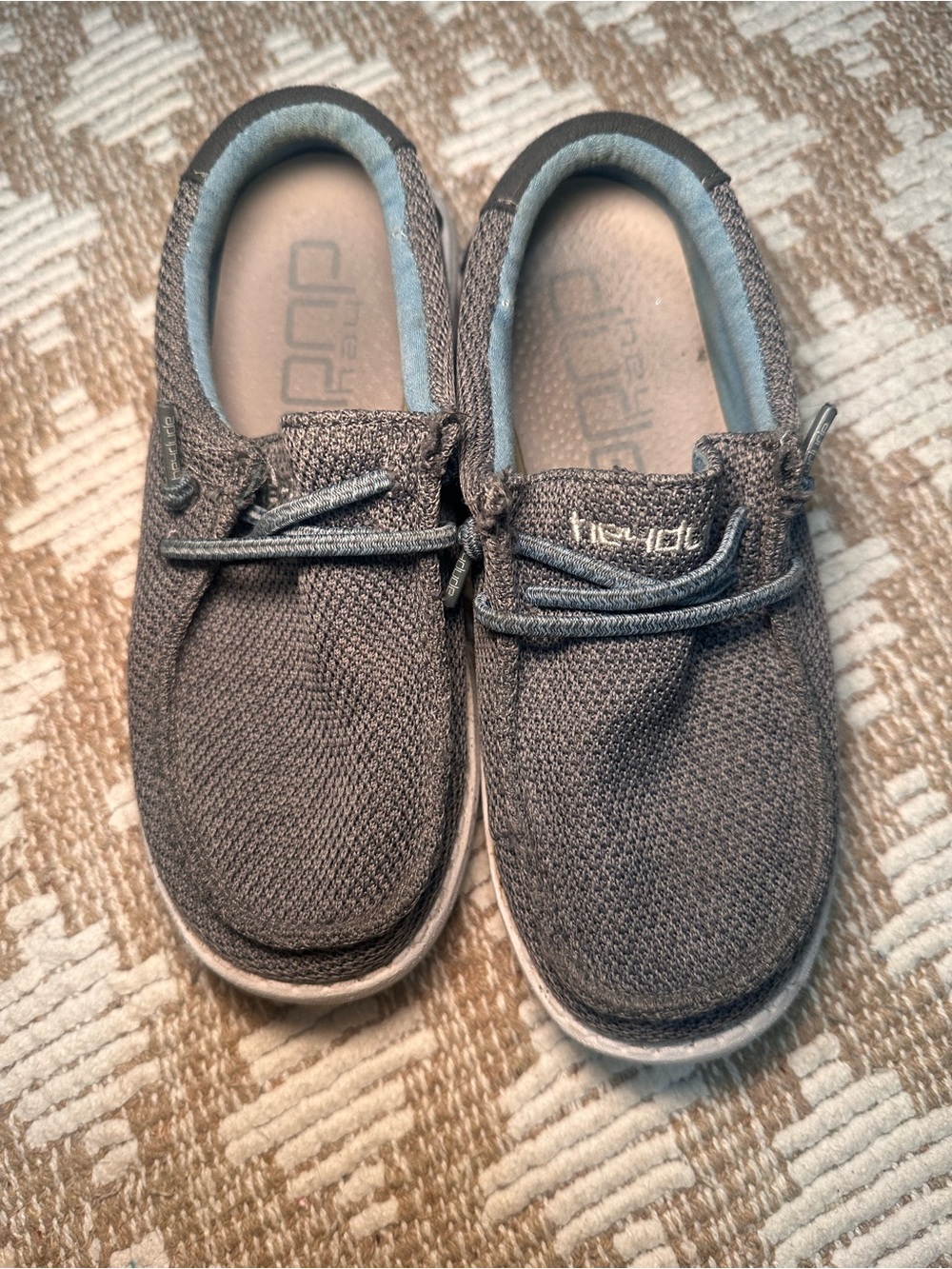 Hey Dude Kids Gray Knit Slip-On Shoes - Size 13